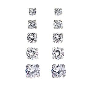 CZ Round 5 Pair Set Earrings